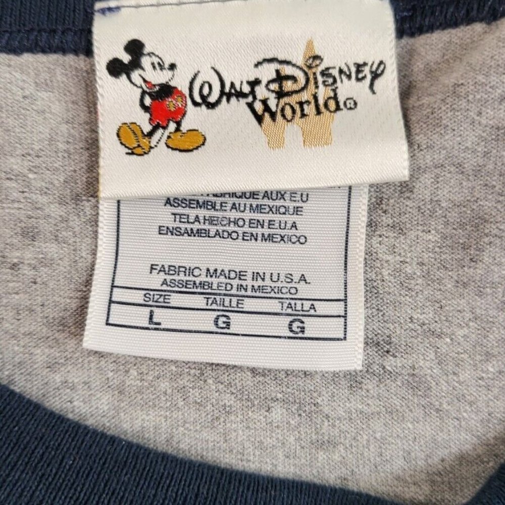 Vintage Walt Disney World Epcot Gray Ringer Short Sleeve T-Shirt Mens Size L EUC - Picture 5 of 6